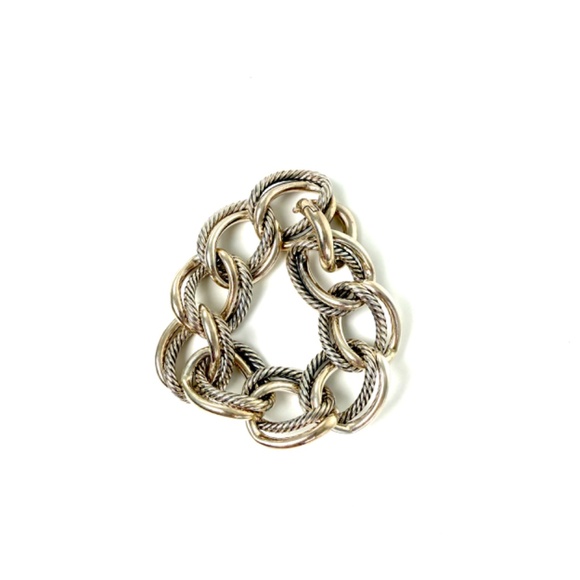 Authentic David Yurman Oval Double Cable Chain Sterling Silver Bracelet S - Picture 5 of 8